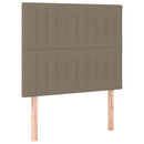 sengegavl med LED-lys 90x5x118/128 cm stof gråbrun