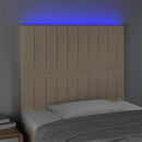 sengegavl med LED-lys 90x5x118/128 cm stof cremefarvet