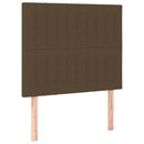sengegavl med LED-lys 100x5x118/128 cm stof mørkebrun