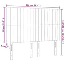 sengegavl med LED-lys 144x5x118/128 cm stof mørkegrå