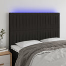 sengegavl med LED-lys 144x5x118/128 cm stof sort