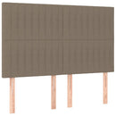 sengegavl med LED-lys 144x5x118/128 cm stof gråbrun