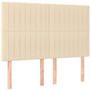 sengegavl med LED-lys 144x5x118/128 cm stof cremefarvet