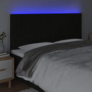 sengegavl med LED-lys 160x5x118/128 cm stof sort