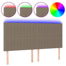 sengegavl med LED-lys 160x5x118/128 cm stof gråbrun