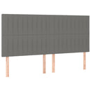 sengegavl med LED-lys 180x5x118/128 cm stof mørkegrå