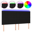 sengegavl med LED-lys 180x5x118/128 cm stof sort