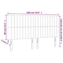 sengegavl med LED-lys 180x5x118/128 cm stof cremefarvet