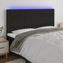 sengegavl med LED-lys 200x5x118/128 cm stof sort