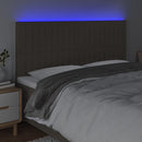 sengegavl med LED-lys 200x5x118/128 cm stof gråbrun