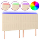 sengegavl med LED-lys 200x5x118/128 cm stof Cremefarvet