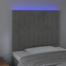 sengegavl med LED-lys 80x5x118/128 cm fløjl lysegrå