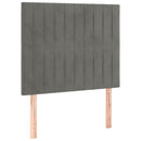 sengegavl med LED-lys 80x5x118/128 cm fløjl lysegrå