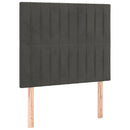 sengegavl med LED-lys 80x5x118/128 cm fløjl mørkegrå