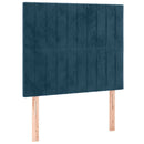 sengegavl med LED-lys 80x5x118/128 cm fløjl mørkeblå
