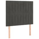 sengegavl med LED-lys 90x5x118/128 cm fløjl mørkegrå