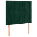 sengegavl med LED-lys 90x5x118/128 cm fløjl mørkegrøn