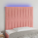 sengegavl med LED-lys 90x5x118/128 cm fløjl lyserød