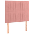 sengegavl med LED-lys 100x5x118/128 cm fløjl lyserød