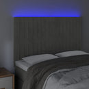 sengegavl med LED-lys 144x5x118/128 cm fløjl lysegrå