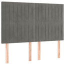 sengegavl med LED-lys 144x5x118/128 cm fløjl lysegrå