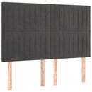 sengegavl med LED-lys 144x5x118/128 cm fløjl mørkegrå
