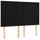sengegavl med LED-lys 144x5x118/128 cm fløjl sort