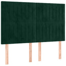 sengegavl med LED-lys 144x5x118/128 cm fløjl mørkegrøn