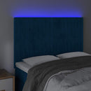 sengegavl med LED-lys 144x5x118/128 cm fløjl mørkeblå