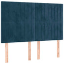 sengegavl med LED-lys 144x5x118/128 cm fløjl mørkeblå