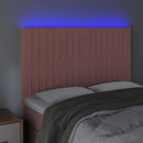 sengegavl med LED-lys 144x5x118/128 cm fløjl lyserød