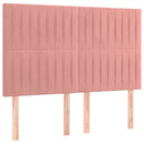 sengegavl med LED-lys 144x5x118/128 cm fløjl lyserød