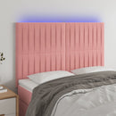 sengegavl med LED-lys 144x5x118/128 cm fløjl lyserød