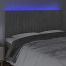 sengegavl med LED-lys 160x5x118/128 cm fløjl lysegrå