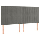 sengegavl med LED-lys 160x5x118/128 cm fløjl lysegrå