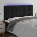 sengegavl med LED-lys 160x5x118/128 cm fløjl sort