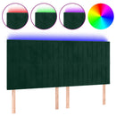 sengegavl med LED-lys 160x5x118/128 cm fløjl mørkegrøn