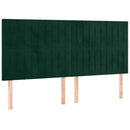 sengegavl med LED-lys 160x5x118/128 cm fløjl mørkegrøn