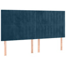 sengegavl med LED-lys 160x5x118/128 cm fløjl mørkeblå