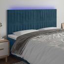 sengegavl med LED-lys 160x5x118/128 cm fløjl mørkeblå