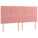sengegavl med LED-lys 160x5x118/128 cm fløjl lyserød
