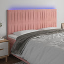 sengegavl med LED-lys 160x5x118/128 cm fløjl lyserød