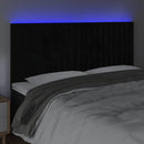 sengegavl med LED-lys 180x5x118/128 cm fløjl sort