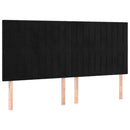 sengegavl med LED-lys 180x5x118/128 cm fløjl sort