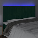 sengegavl med LED-lys 180x5x118/128 cm fløjl mørkegrøn