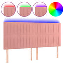 sengegavl med LED-lys 180x5x118/128 cm fløjl lyserød
