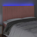 sengegavl med LED-lys 180x5x118/128 cm fløjl lyserød