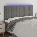 sengegavl med LED-lys 200x5x118/128 cm fløjl lysegrå