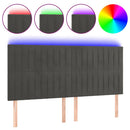 sengegavl med LED-lys 200x5x118/128 cm fløjl mørkegrå