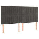 sengegavl med LED-lys 200x5x118/128 cm fløjl mørkegrå